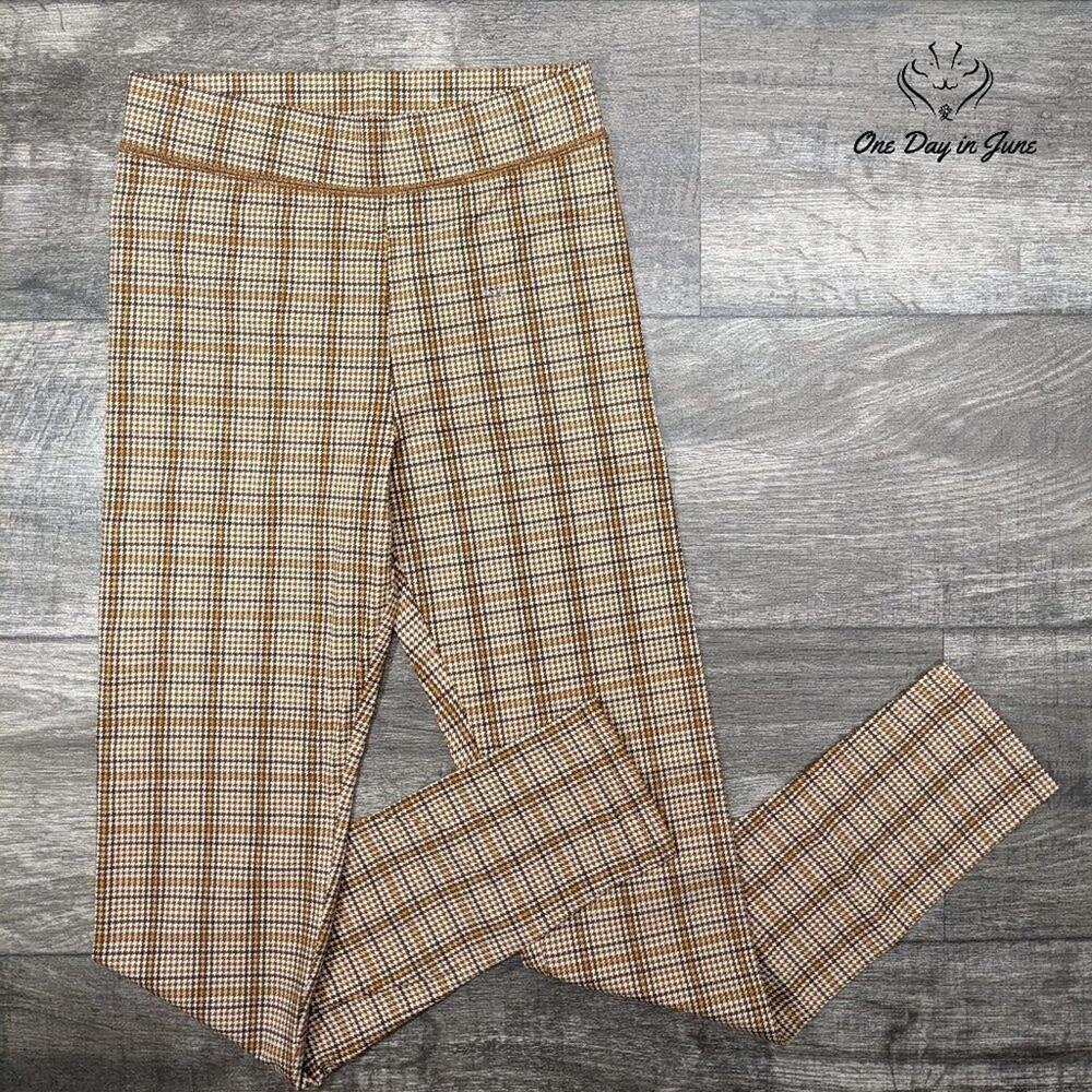 American Eagle Outfitters Plaid Leggings in Tan, Brown, Black